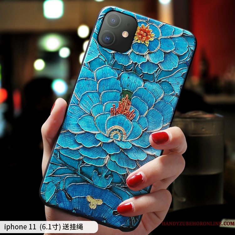 Hoesje iPhone 11 Scheppend Blauw Anti-fall, Hoes iPhone 11 Siliconen Telefoon Trendy Merk