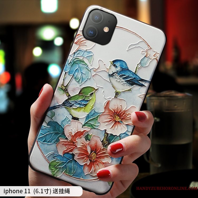 Hoesje iPhone 11 Scheppend Blauw Anti-fall, Hoes iPhone 11 Siliconen Telefoon Trendy Merk