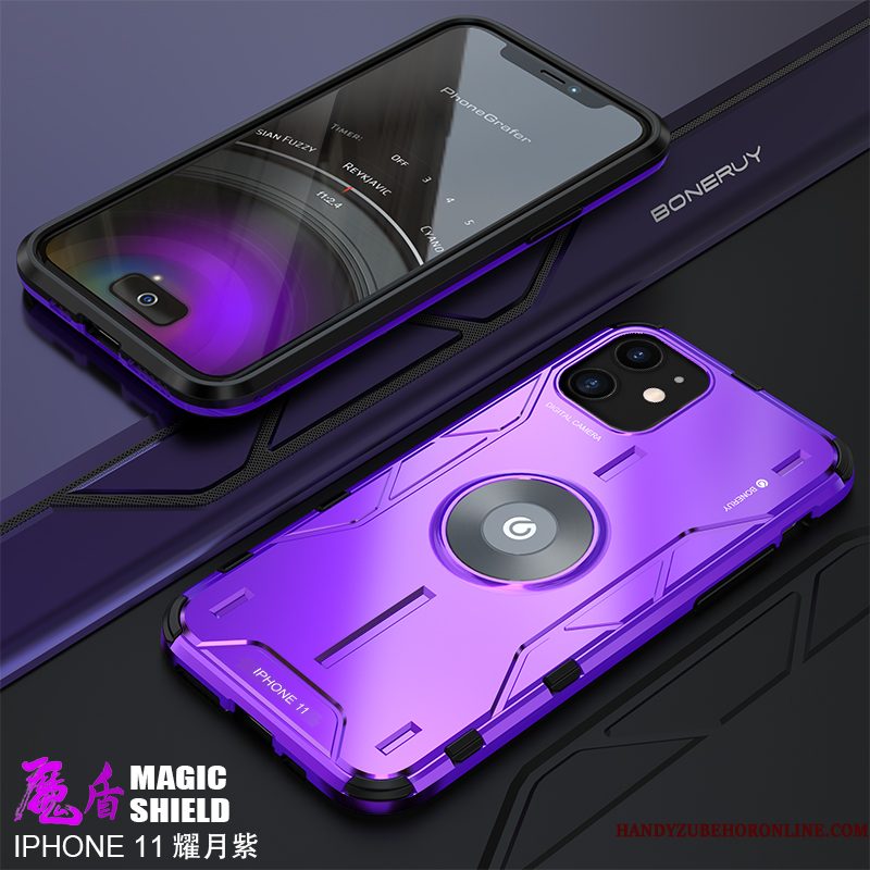 Hoesje iPhone 11 Siliconen Telefoon Trendy Merk, Hoes iPhone 11 Metaal High End Anti-fall