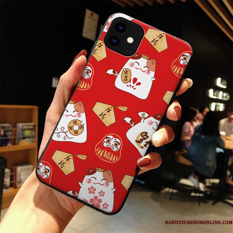 Hoesje iPhone 11 Spotprent Telefoon Rood, Hoes iPhone 11 Mode Anti-fall Lovers