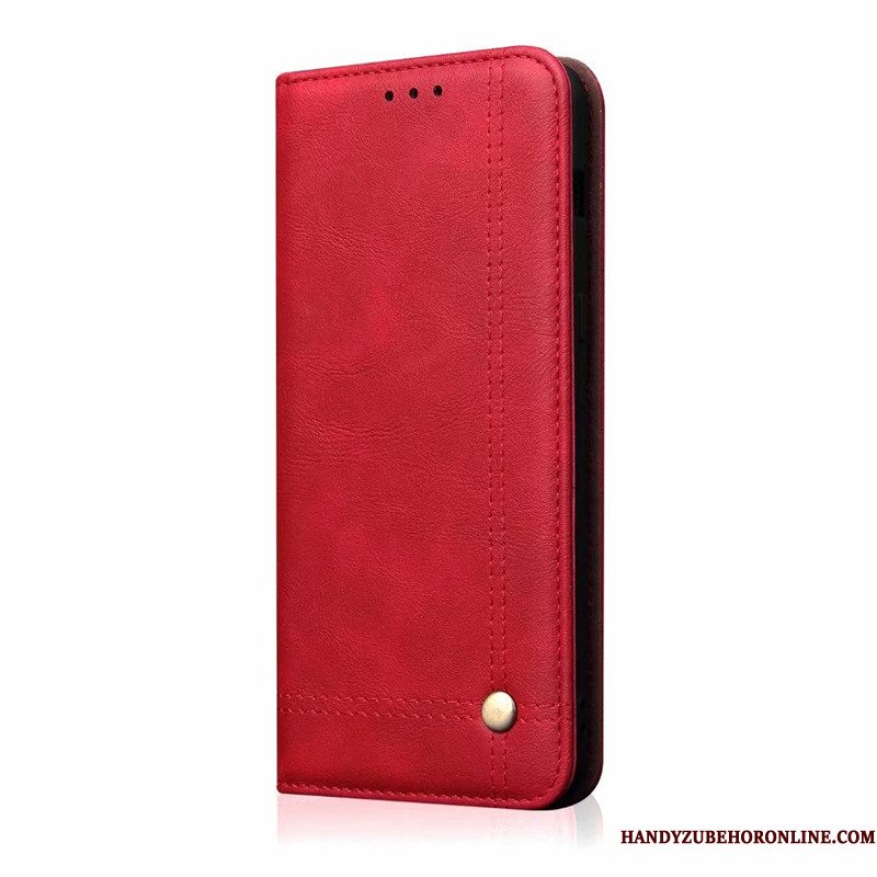 Hoesje iPhone 11 Vintage Anti-falltelefoon, Hoes iPhone 11 Leer Nieuw Rood