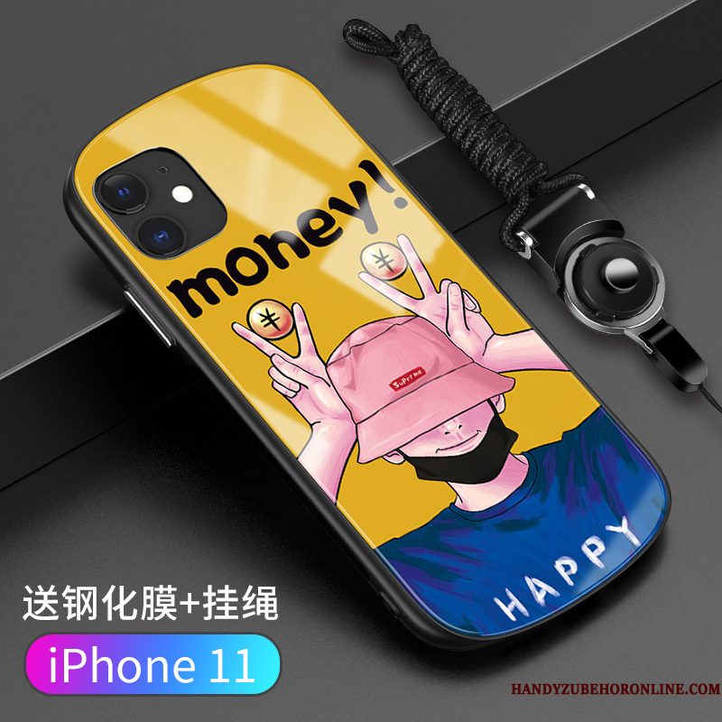 Hoesje iPhone 11 Zakken Anti-fall Glas, Hoes iPhone 11 Siliconen Roze Grappig