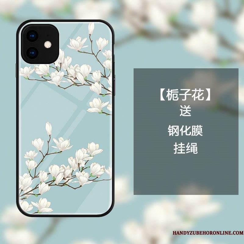 Hoesje iPhone 11 Zakken Hanger Bloemen, Hoes iPhone 11 Bescherming Telefoon Blauw