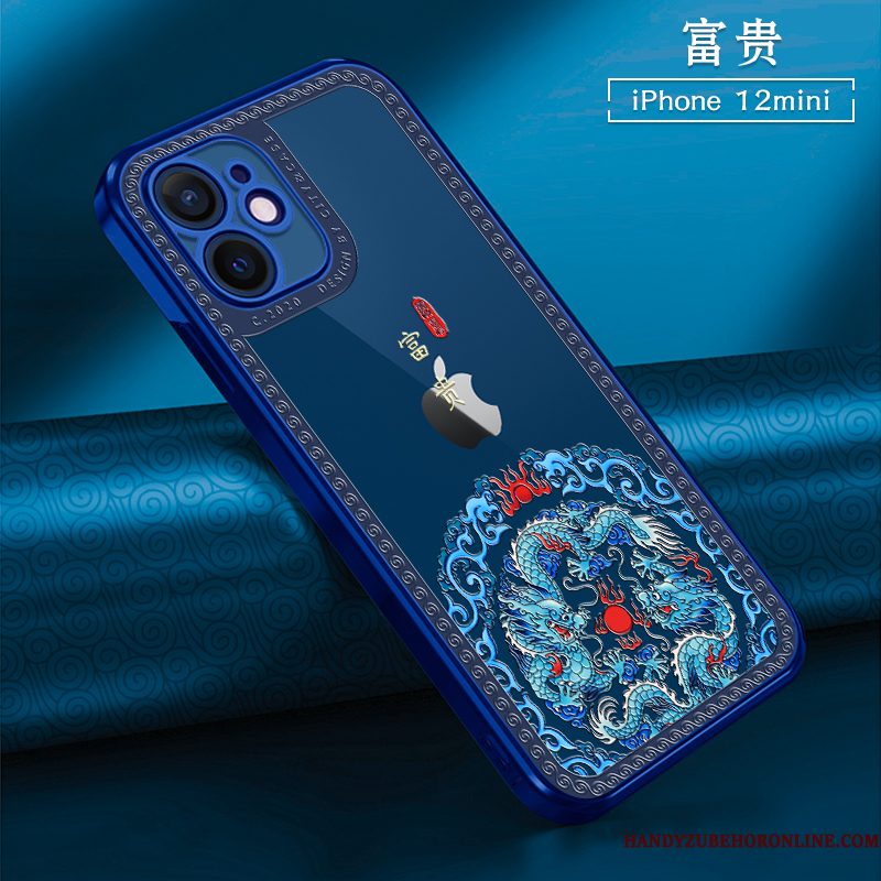 Hoesje iPhone 12 Mini Zacht Rood Anti-fall, Hoes iPhone 12 Mini Zakken Nieuw Chinese Stijl