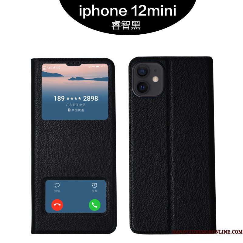 Hoesje iPhone 12 Mini Zakken Purper Kwaliteit, Hoes iPhone 12 Mini Zacht Telefoon Anti-fall