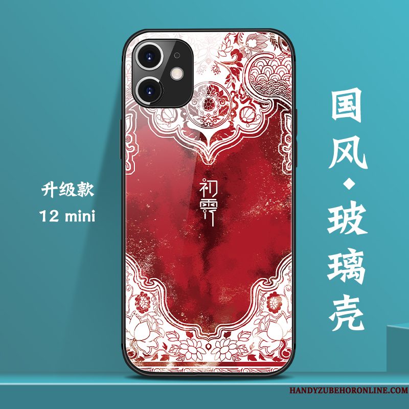 Hoesje iPhone 12 Mini Zakken Trend Chinese Stijl, Hoes iPhone 12 Mini Scheppend Glas Net Red