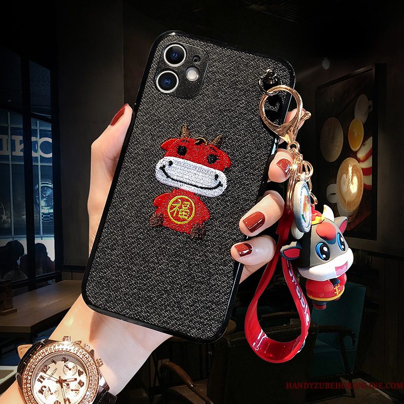 Hoesje iPhone 12 Mode Zwart Trendy Merk, Hoes iPhone 12 Siliconen Anti-falltelefoon