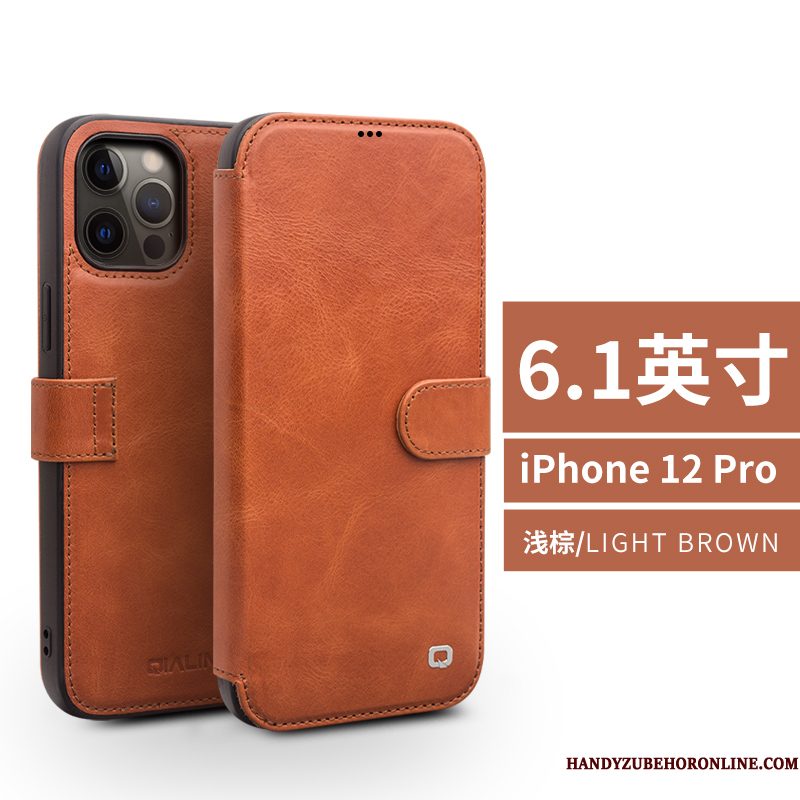 Hoesje iPhone 12 Pro Folio Bedrijf Anti-fall, Hoes iPhone 12 Pro Zakken Kaart High End