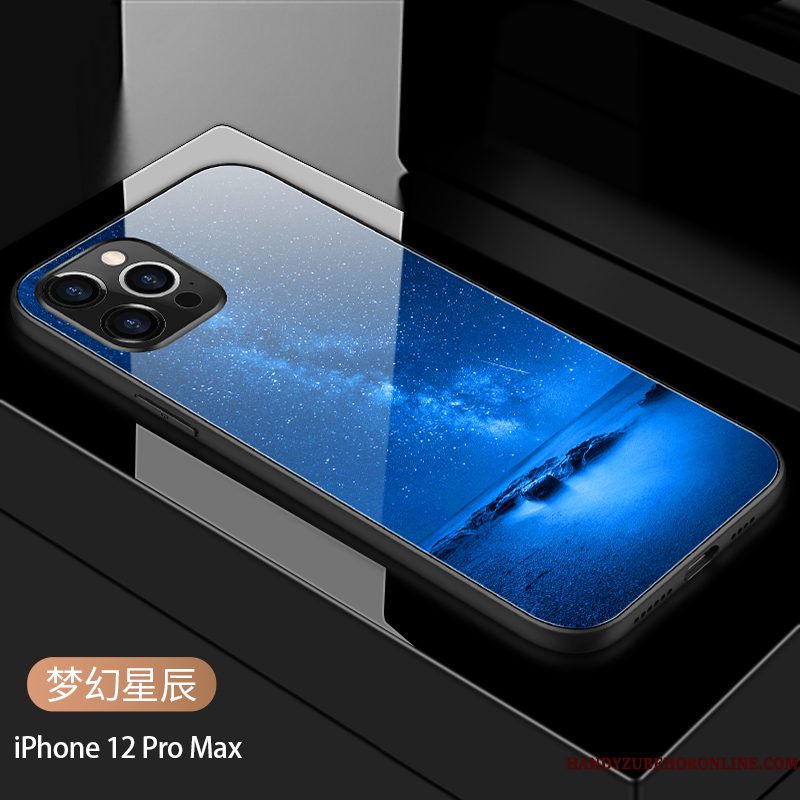 Hoesje iPhone 12 Pro Max Scheppend Persoonlijk Blauw, Hoes iPhone 12 Pro Max Zakken Spiegel Glas