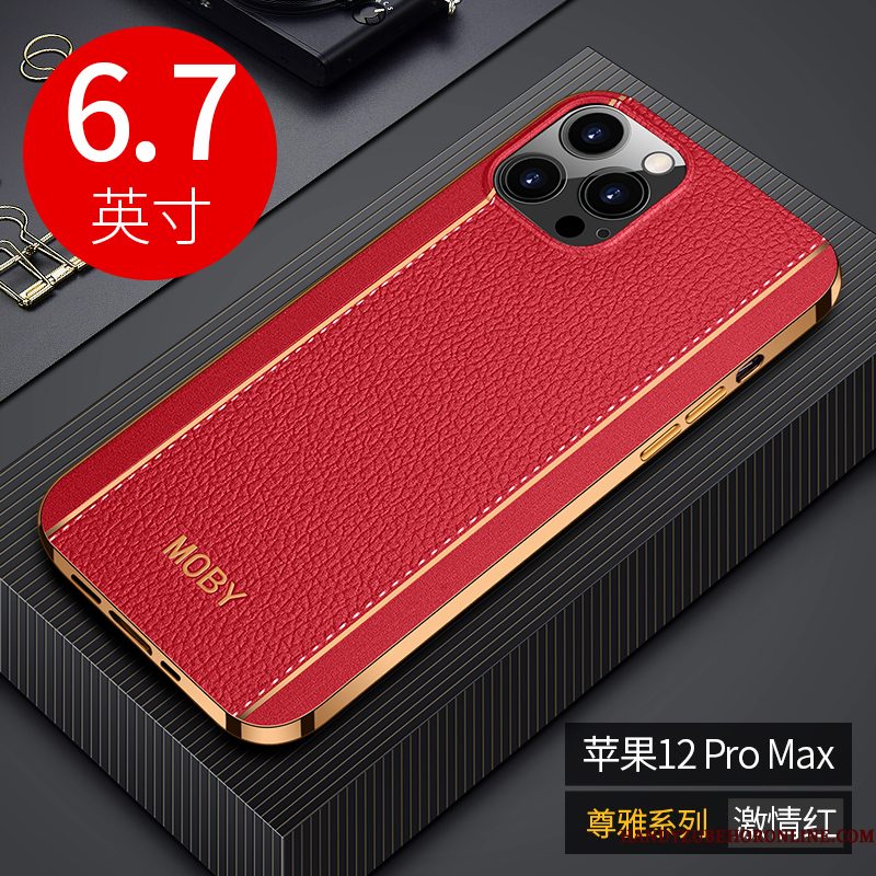 Hoesje iPhone 12 Pro Max Siliconen Dun Persoonlijk, Hoes iPhone 12 Pro Max Leer Zwart Trendy Merk