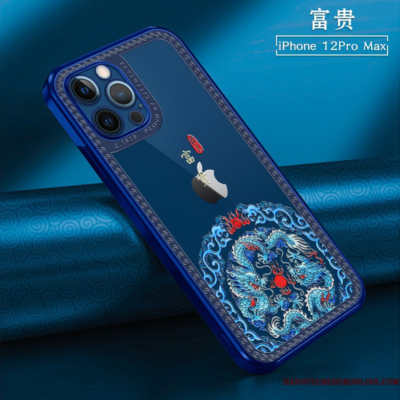 Hoesje iPhone 12 Pro Max Zacht Telefoon Anti-fall, Hoes iPhone 12 Pro Max Zakken Chinese Stijl Doorzichtig