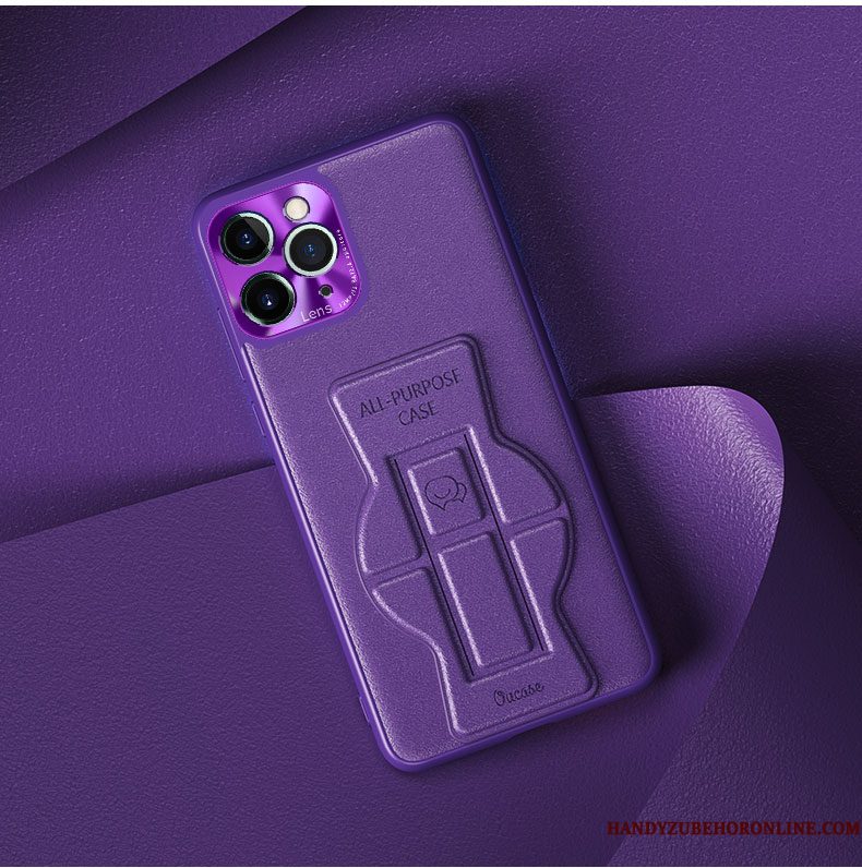 Hoesje iPhone 12 Pro Siliconen Eenvoudige Nieuw, Hoes iPhone 12 Pro Zakken Purper Effen Kleur