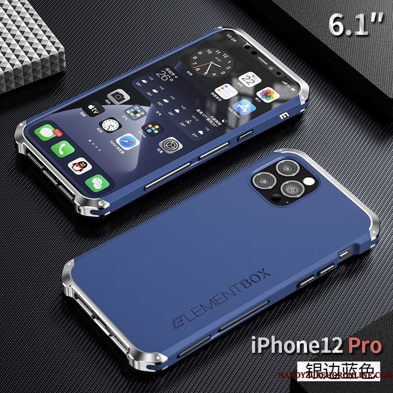 Hoesje iPhone 12 Pro Siliconen Telefoon Omlijsting, Hoes iPhone 12 Pro Bescherming Blauw Nieuw