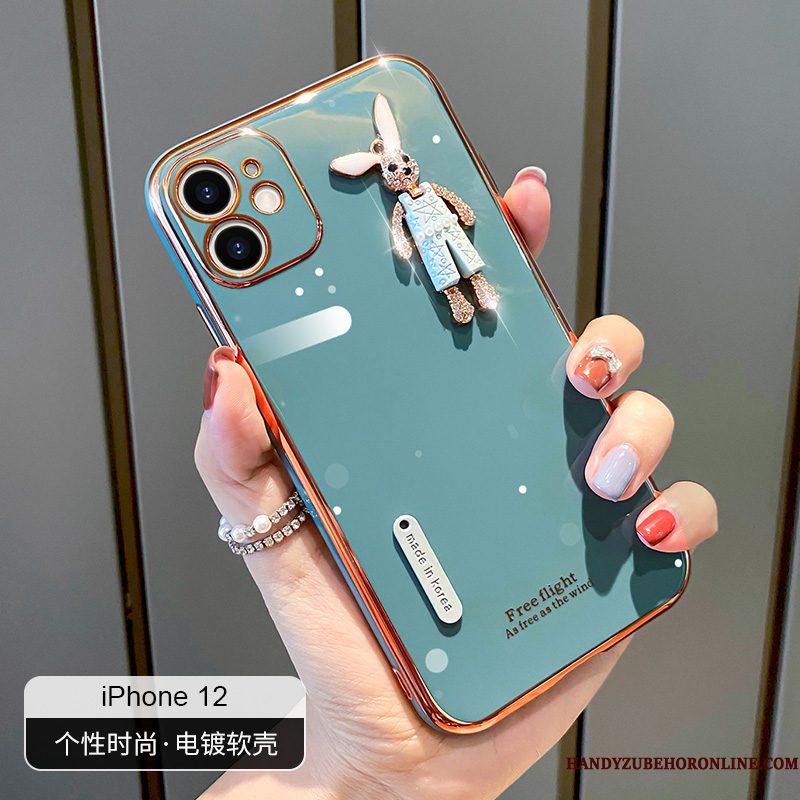 Hoesje iPhone 12 Zakken Plating Anti-fall, Hoes iPhone 12 Siliconen Blauwtelefoon