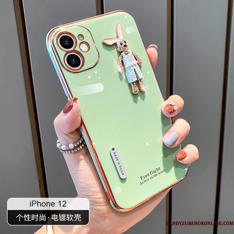 Hoesje iPhone 12 Zakken Plating Anti-fall, Hoes iPhone 12 Siliconen Blauwtelefoon