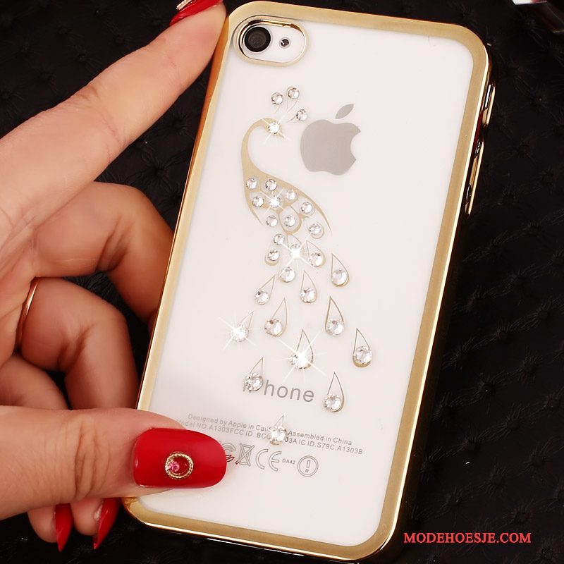 Hoesje iPhone 4/4s Bescherming Hard Licht, Hoes iPhone 4/4s Reliëf Telefoon Purper