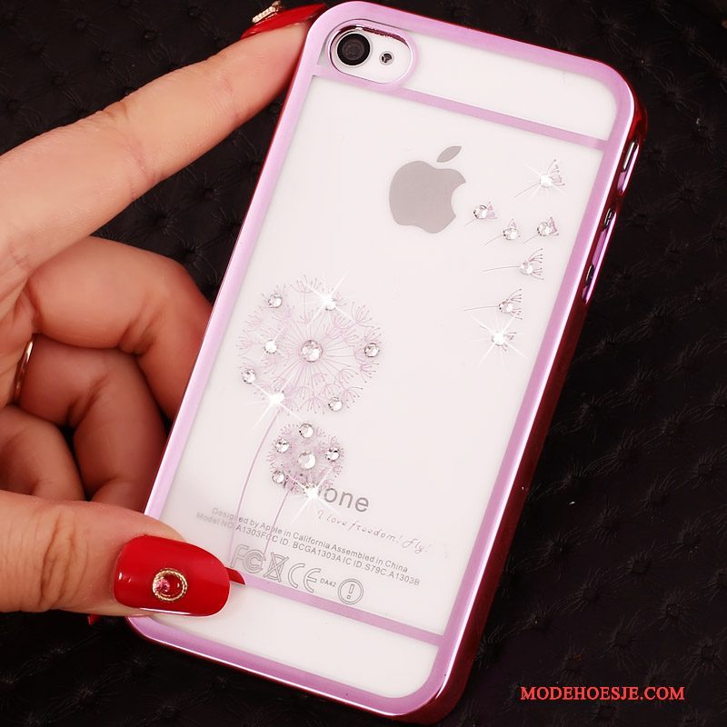 Hoesje iPhone 4/4s Bescherming Hard Licht, Hoes iPhone 4/4s Reliëf Telefoon Purper