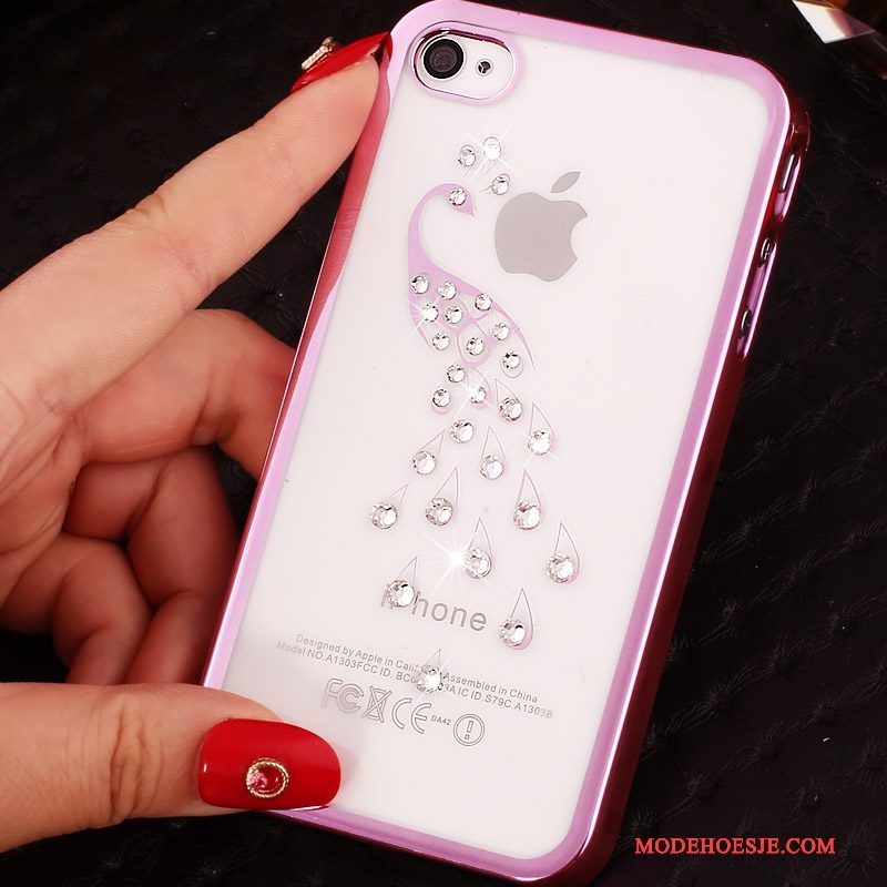 Hoesje iPhone 4/4s Bescherming Hard Licht, Hoes iPhone 4/4s Reliëf Telefoon Purper