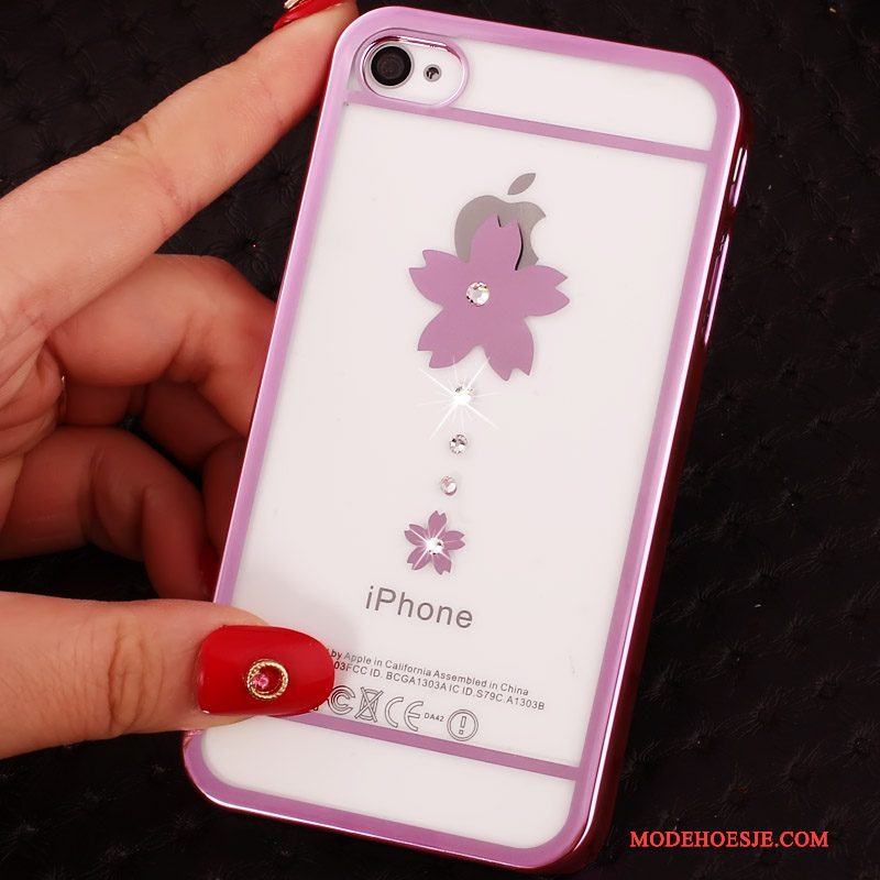 Hoesje iPhone 4/4s Bescherming Hard Licht, Hoes iPhone 4/4s Reliëf Telefoon Purper