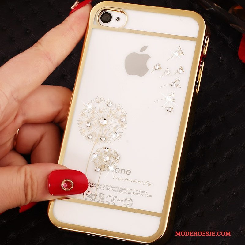 Hoesje iPhone 4/4s Bescherming Hard Licht, Hoes iPhone 4/4s Reliëf Telefoon Purper