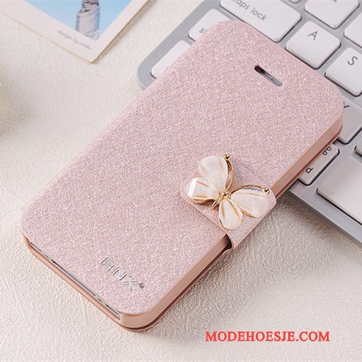 Hoesje iPhone 4/4s Folio Telefoon Anti-fall, Hoes iPhone 4/4s Leer Roze Persoonlijk