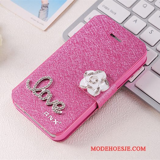 Hoesje iPhone 4/4s Folio Telefoon Anti-fall, Hoes iPhone 4/4s Leer Roze Persoonlijk