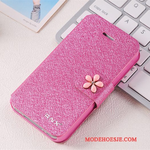 Hoesje iPhone 4/4s Folio Telefoon Anti-fall, Hoes iPhone 4/4s Leer Roze Persoonlijk