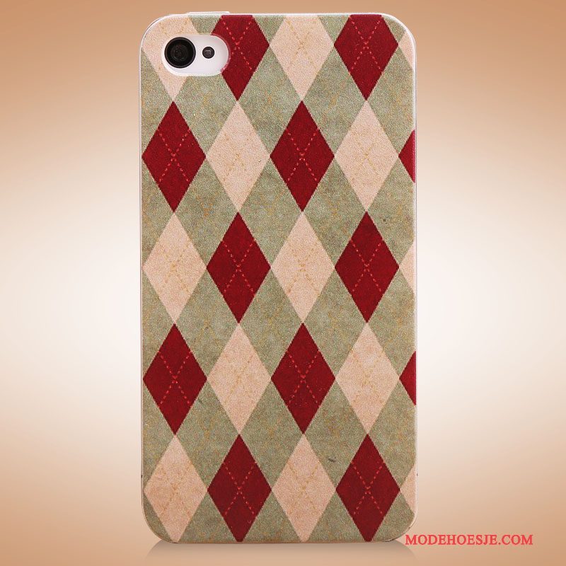 Hoesje iPhone 4/4s Geschilderd Eenvoudige Zwart, Hoes iPhone 4/4s Bescherming Ruit Rood