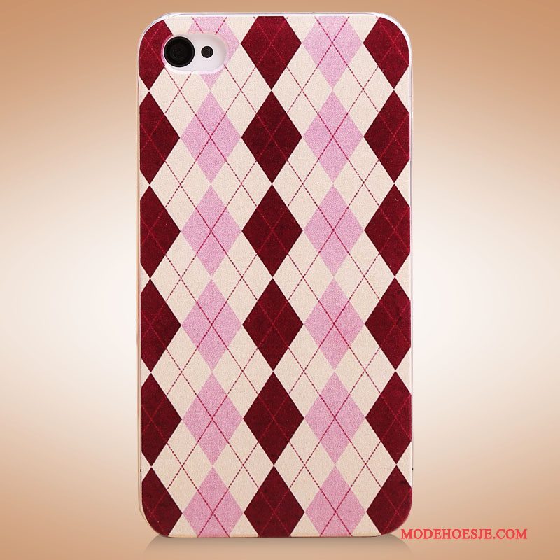 Hoesje iPhone 4/4s Geschilderd Eenvoudige Zwart, Hoes iPhone 4/4s Bescherming Ruit Rood