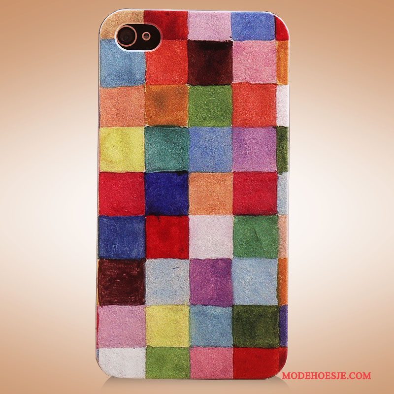 Hoesje iPhone 4/4s Geschilderd Eenvoudige Zwart, Hoes iPhone 4/4s Bescherming Ruit Rood