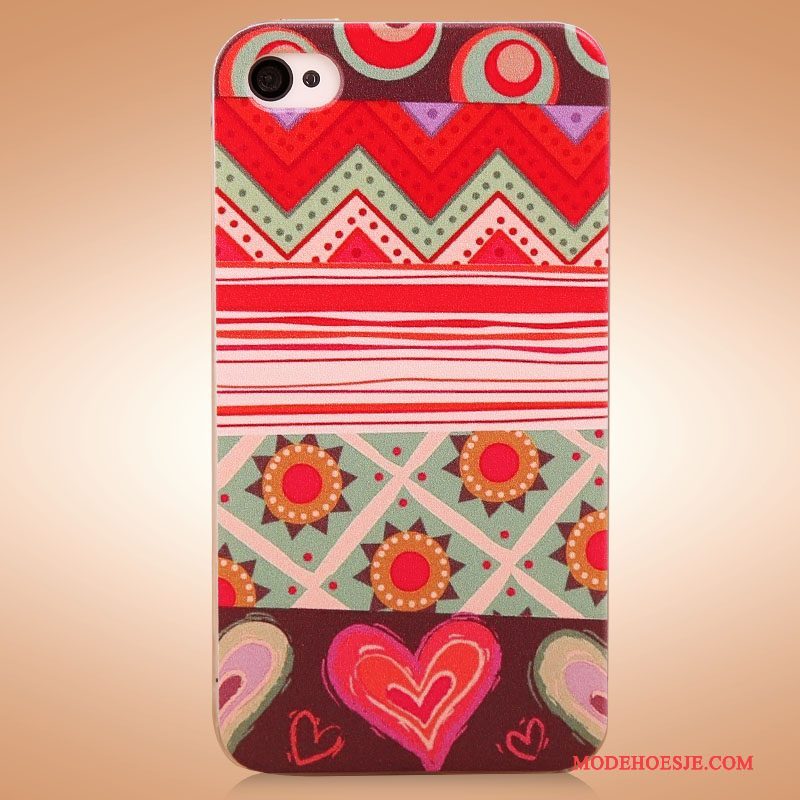 Hoesje iPhone 4/4s Geschilderd Hardtelefoon, Hoes iPhone 4/4s Bescherming Schrobben Rood