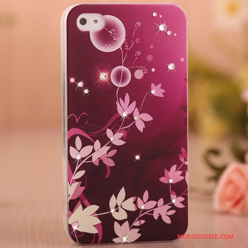 Hoesje iPhone 4/4s Geschilderd Hardtelefoon, Hoes iPhone 4/4s Strass Roze