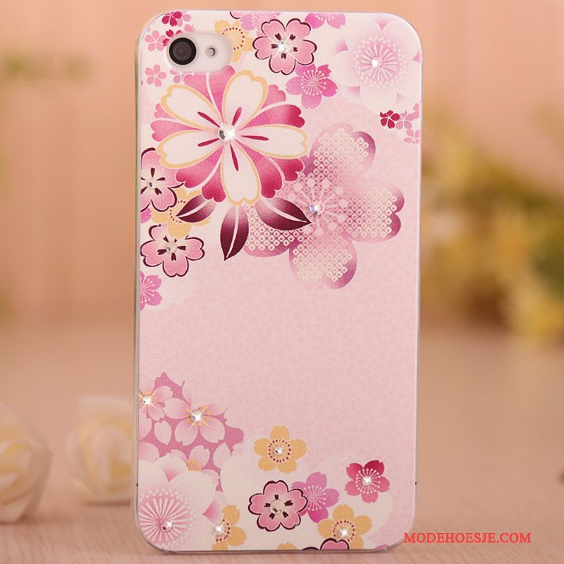 Hoesje iPhone 4/4s Geschilderd Hardtelefoon, Hoes iPhone 4/4s Strass Roze