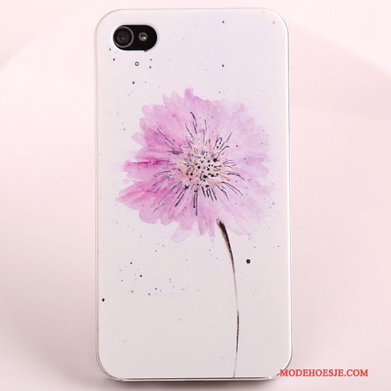 Hoesje iPhone 4/4s Geschilderd Roze Blauw, Hoes iPhone 4/4s Bescherming Eenvoudigetelefoon