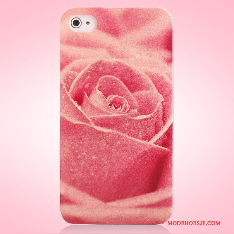 Hoesje iPhone 4/4s Geschilderd Schrobben Hard, Hoes iPhone 4/4s Bescherming Rozetelefoon