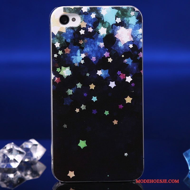 Hoesje iPhone 4/4s Geschilderd Schrobben Hard, Hoes iPhone 4/4s Bescherming Zwarttelefoon