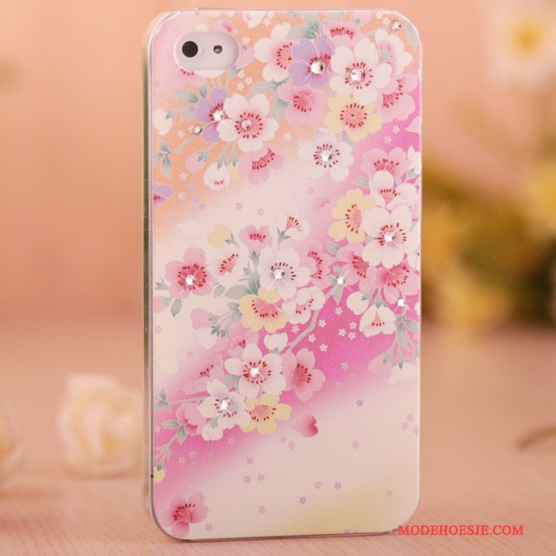 Hoesje iPhone 4/4s Geschilderd Telefoon Licht, Hoes iPhone 4/4s Strass Dun Purper