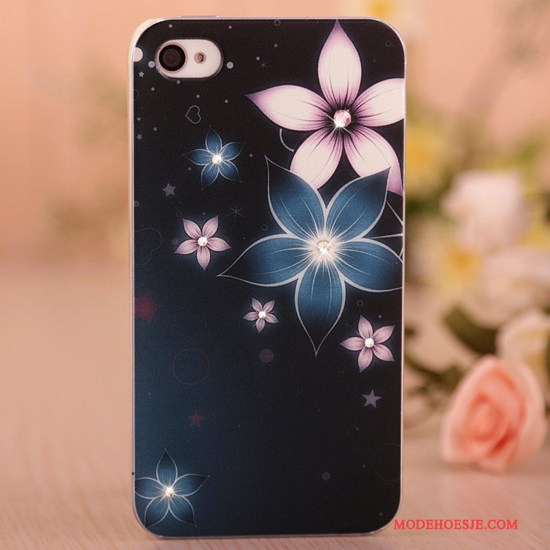 Hoesje iPhone 4/4s Geschilderd Telefoon Licht, Hoes iPhone 4/4s Strass Dun Purper