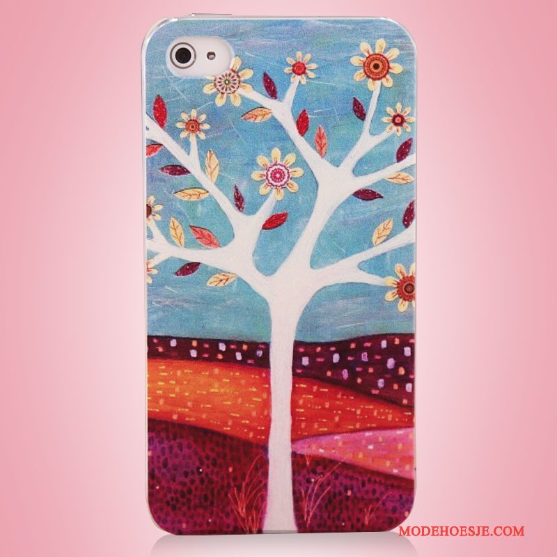 Hoesje iPhone 4/4s Kleur Boom Blauw, Hoes iPhone 4/4s Bescherming Telefoon Kunst