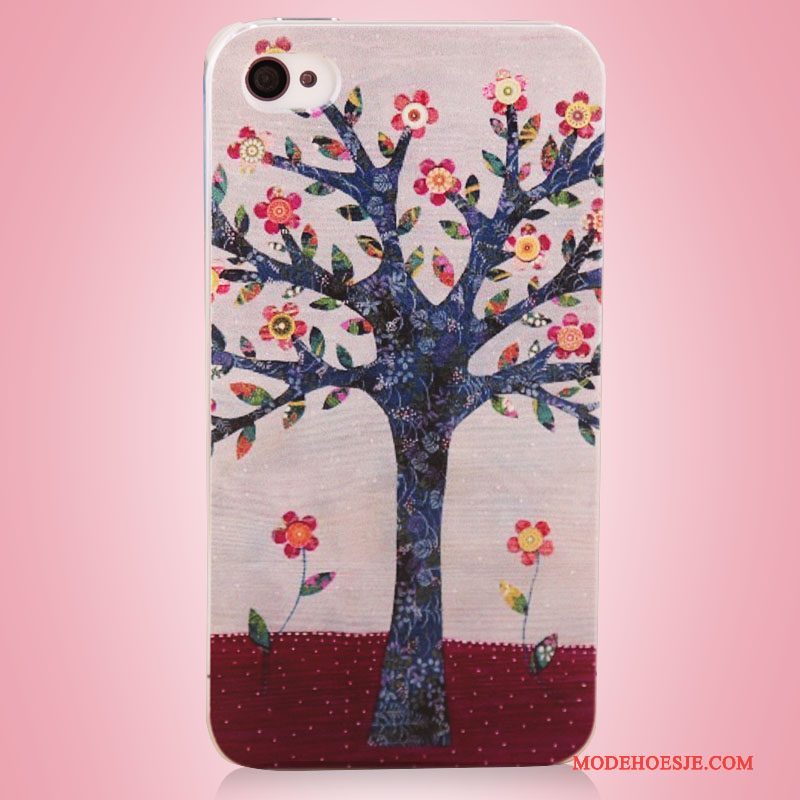 Hoesje iPhone 4/4s Kleur Boom Blauw, Hoes iPhone 4/4s Bescherming Telefoon Kunst