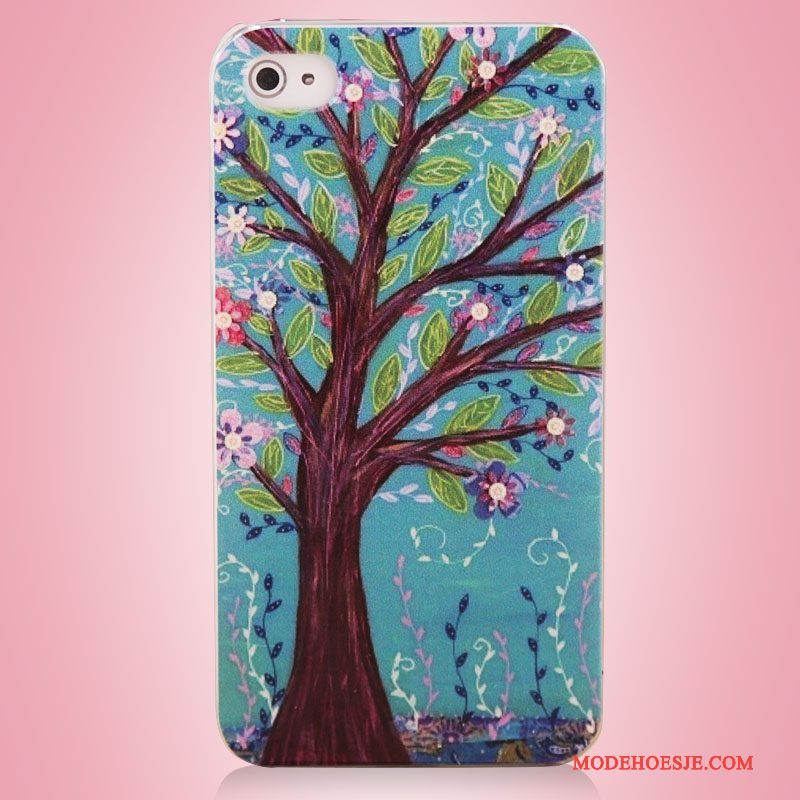 Hoesje iPhone 4/4s Kleur Boom Blauw, Hoes iPhone 4/4s Bescherming Telefoon Kunst