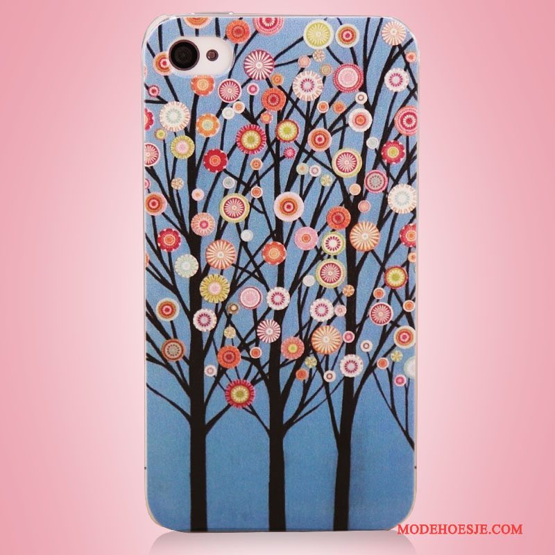 Hoesje iPhone 4/4s Kleur Boom Blauw, Hoes iPhone 4/4s Bescherming Telefoon Kunst