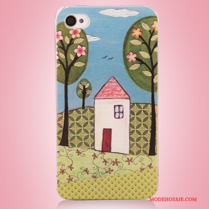 Hoesje iPhone 4/4s Kleur Boom Blauw, Hoes iPhone 4/4s Bescherming Telefoon Kunst