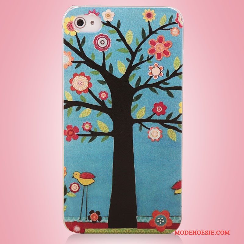 Hoesje iPhone 4/4s Kleur Boom Blauw, Hoes iPhone 4/4s Bescherming Telefoon Kunst