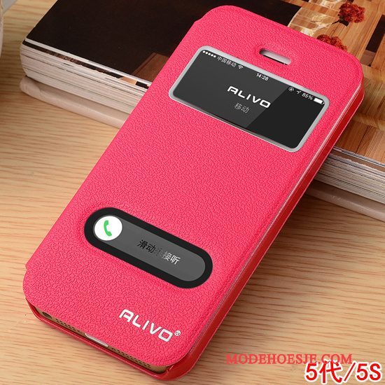 Hoesje iPhone 4/4s Leer Anti-falltelefoon, Hoes iPhone 4/4s Bescherming Roze