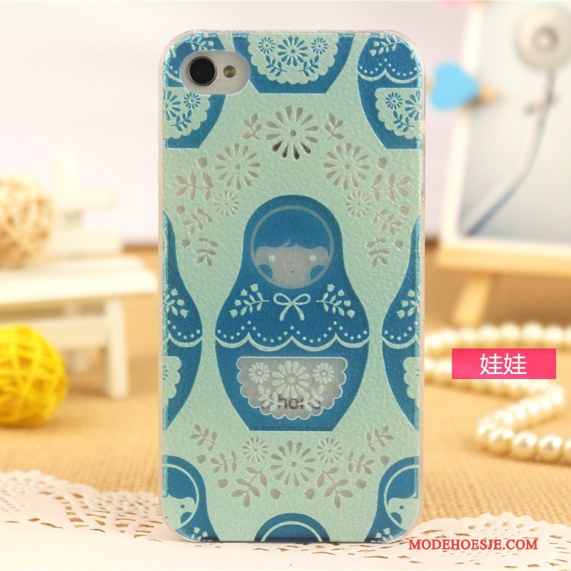 Hoesje iPhone 4/4s Leer Lichte En Dun Patroon, Hoes iPhone 4/4s Geschilderd Telefoon