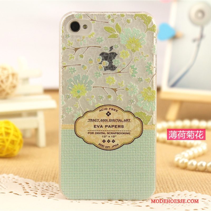 Hoesje iPhone 4/4s Leer Lichte En Dun Patroon, Hoes iPhone 4/4s Geschilderd Telefoon