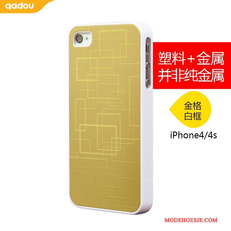Hoesje iPhone 4/4s Metaal Goud Zwart, Hoes iPhone 4/4s Bescherming Grijs Licht