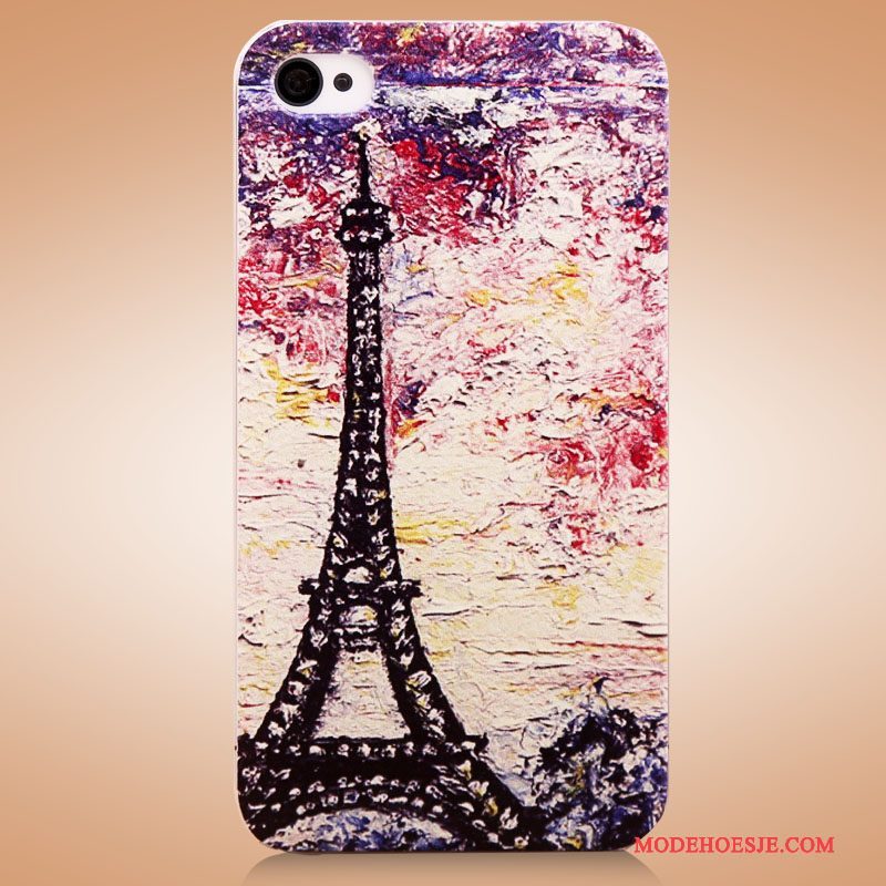 Hoesje iPhone 4/4s Spotprent Trend Dun, Hoes iPhone 4/4s Strass Achterklep Wijnrood