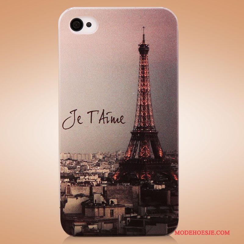 Hoesje iPhone 4/4s Spotprent Trend Dun, Hoes iPhone 4/4s Strass Achterklep Wijnrood